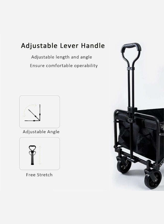 Eworld Collapsible Wagon Cart Foldable Beach Wagon with All-Terrain Wheels – 380 LBS Heavy Duty Grocery & Utility Cart for Shopping, Beach, Camping, Sports & Garden (Black) - Image 3